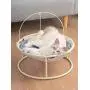 SAVFOX Luxury Soft Comfy Long Plush Indoor Elevated Cat Bed & Hammock with Stand Detachable Washable and Portable Pet Bed Safe & Stable with Dangling Ball for Kitten Cats and Small Dogs Pink and Beige