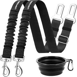 URPOWER Upgraded Dog Seat Belt 2 Pack Dog Car Seatbelts Adjustable Pet Seat Belt for Vehicle Nylon Pet Safety Seat Belts Heavy Duty & Elastic & Durable Car Seat Belt for Dogs, Cats and Pets