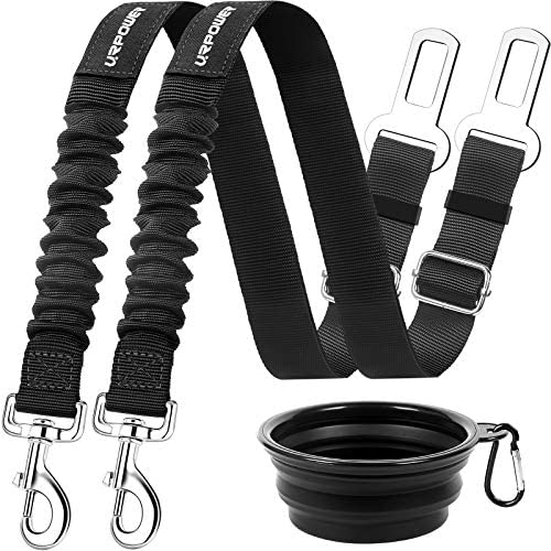 URPOWER Upgraded Dog Seat Belt 2 Pack Dog Car Seatbelts Adjustable Pet Seat Belt for Vehicle Nylon Pet Safety Seat Belts Heavy Duty & Elastic & Durable Car Seat Belt for Dogs, Cats and Pets