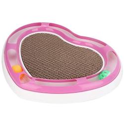 Heart-Shaped Cat Kitten Scratcher Scratching Pad Board Pet Toy Grinding Cat Claw Toys with Bell Balls