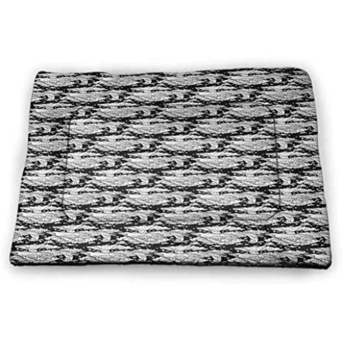 DayDayFun Whale Pet Mat for Kennel Abstract Art Pattern with Different Colored Silhouettes Hand Drawn Dots and Lines pet Bed for Crate Multicolor