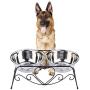 CICO Pet Feeder for Dog Cat, Stainless Steel Food and Water Bowls with Iron Stand