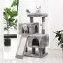 BEWISHOME Cat Tree Condo with Sisal Scratching Posts, Scratching Board, Plush Perch and Dual Houses, Cat Tower Furniture Kitty Activity Center Kitten Play House