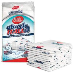 Simple Solution Abzorbitall Pet Mess Absorbent Towels | Multi-Surface Urine & Dog Poop Cleaning Sheets | 12 x 17 | 30 Towels