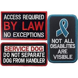 ODSP Service Dog Do Not Separate Dog from Handler, Not All Disabilities are Visible, by Law Embroidered Fastener Hook and Loop Backing Patches for Vests/Harnesses