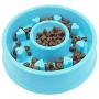 NACOCO Slow Feed Dog Bowl Rice Food and Water Bowls for Dog Cat Plastic Anti-Chock Pet Bowl Heart Shaped (Blue)