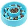 NACOCO Slow Feed Dog Bowl Rice Food and Water Bowls for Dog Cat Plastic Anti-Chock Pet Bowl Heart Shaped (Blue)