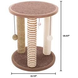 Cat Scratching Posts- Adult Cat and Kitten Tree, 3 Large Scratching Poles, Carpeted Base Play Area and Perch, Furniture Scratch Deterrent by PETMAKER