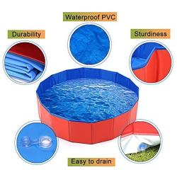 mcgrady1xm Collapsible Pet Dog Bath Pool, Kiddie Pool Hard Plastic Foldable Bathing Tub PVC Outdoor Pools for Dogs Cat Kid