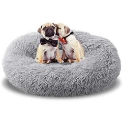 Hopeseily Dog Round Beds Comfortable Donut Dog Bed for Large Medium Dogs, Anti-Slip, Waterproof Base, Machine Washable, Faux Fur Cushion Bed