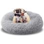 Hopeseily Dog Round Beds Comfortable Donut Dog Bed for Large Medium Dogs, Anti-Slip, Waterproof Base, Machine Washable, Faux Fur Cushion Bed