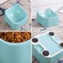 Jemirry Raised Cat Bowls Ceramic Cat Dish Bulldog Food Bowl for Cat Small Pup Dog Pet, Anti-Vomit cat Bowl
