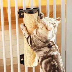 Gatoo Cat Scratching Post, Wall Mounted Cat Scratcher Grinding Claws Pole for Cat Cage, Space-Saving Natural Sisal Cat Furniture for Cats/Kittens