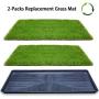 LOOBANI 35in x 23in Extra Large Grass Porch Potty Tray, 2-Packs Replacement Artificial Fake Grass Puppy Training Pads- Portable Dog Patio Potty for Balcony/Apartment Use