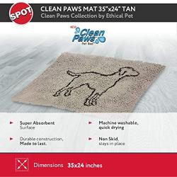 SPOT Clean Paws - Chenille Microfiber Dog Door Mat - 35X24 Inches/Attractive, Durable, Super Absorbent, Washable. by Ethical Pets, Tan (50010)