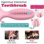 Pawaboo Dog Toothbrush Chew Toys, Rubber Toothbrush Stick Teeth Cleaning Dental Care Massager, Multifunctional Interactive Tug Chew Toys with Handle for Medium Dogs Puppies, Medium Size