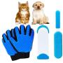 Dog Hair Remover - Pet Hair Remover -Set with Silicone Shedding Mitt - Reusable Double Side - Pet Fur Remover - Self Cleaning Brush – pet Grooming Gloves for Cats and Dogs – 4 pet Hair Removal Tools