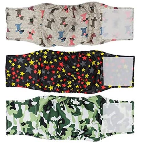 Metrical Washable & Reusable Male Dog Belly Bands (Pack of 3) Dog Diapers Durable Dog Belly Wrap (M(Waist:13-17))