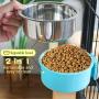 Hamiledyi Crate Dog Bowl Removable Hanging Stainless Steel Water Food Feeder Pet Cage Coop Cup with 2 Food Scoops for Kitten, Puppy, Birds, Rats, Guinea Pigs - 2 Pcs