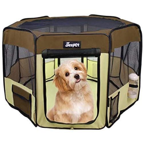 JESPET Pet Dog Playpens 36'', 45'' & 61'' Portable Soft Dog Exercise Pen Kennel with Carry Bag for Puppy Cats Kittens Rabbits, Indoor/Outdoor Use