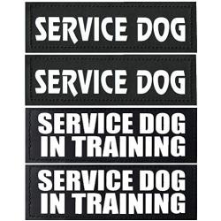 4pcs Service Dog Patch 6'' x 2'' - Service Dog In Training/Service Dog Patches,Clear Pattern & Velcro Dog Patches for Vest,Velcro Patches for Dog Harness,Dog Vest Patches