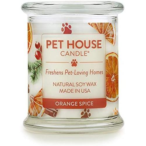 One Fur All 100% Natural Soy Wax Candle, 20 Fragrances - Pet Odor Eliminator, Up to 60 Hours Burn Time, Non-Toxic, Eco-Friendly (Pack of 1, Orange Spice)