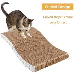 PatiencET 2 Pack Cat Scratcher Pad for Cats Scratching Toy Cardboard DurableTextures Design Reversible Wave Type