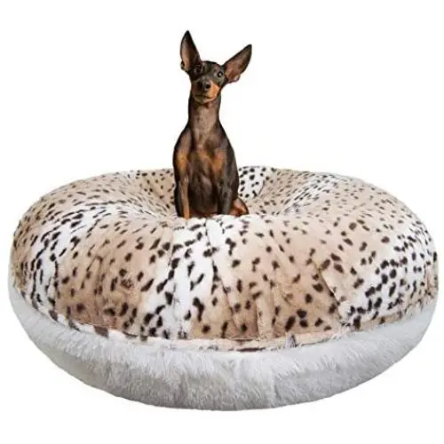 Bessie and Barnie Signature Aspen Snow Leopard / Snow White Luxury Shag Extra Plush Faux Fur Bagel Pet / Dog Bed (Multiple Sizes) Bessie and Barnie Signature Aspen Snow Leopard / Snow White Luxury Shag Extra Plush Faux Fur Bagel Pet / Dog Bed (Multiple Sizes)