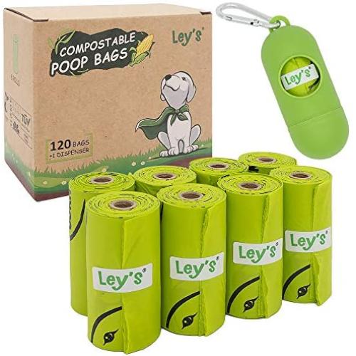Leys Dog Poop Bags, Extra Thick and Strong Doggie Waste Bags with Dispenser, Unscented, Vegetable-Based, Doggy Bags Refill Rolls