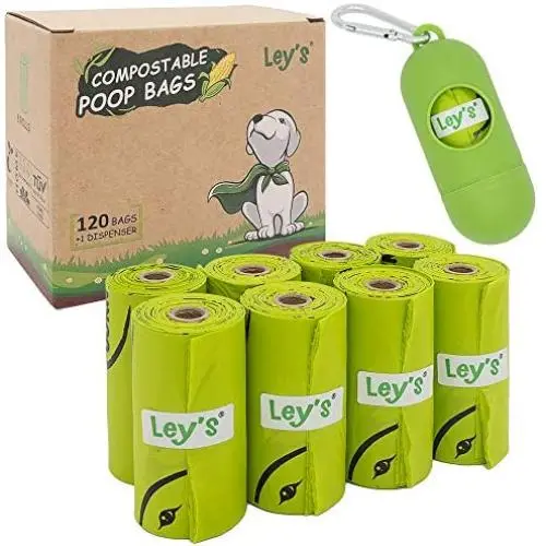 Leys Dog Poop Bags, Extra Thick and Strong Doggie Waste Bags with Dispenser, Unscented, Vegetable-Based, Doggy Bags Refill Rolls Leys Dog Poop Bags, Extra Thick and Strong Doggie Waste Bags with Dispenser, Unscented, Vegetable-Based, Doggy Bags Refill Rolls