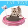 WWYM Cat Scratcher, Cat Scratchpad with Ball Mouse, Circular Plastic Corrugated Paper Cat-Scratchpad Toy Cat-Tease Plate Pet Supplies,Pink