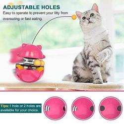 WLHOPE Cat Tumbler Toy Ball Tumbler Funny Cat Toy Interactive with Puzzle Chasing Playing Eating Slow Food Feeder Suitable for Various Cat Entertainment Activities (Magenta)