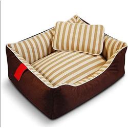 DFVV Pet Bed Pet Bed in Stripe, Dog&Cats Mat Comfortable and Soft, Solid Durable, Improve Love Pet Sleep, Pet Waterloo (Color : Brown, Size : S(45×35×17cm))