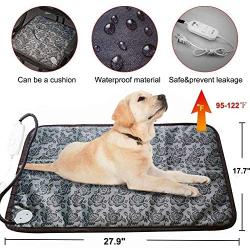 Pet Heating Pad Large, Dog Cat Electric Heating Pad Indoor Waterproof Adjustable Warming Mat with Chew Resistant Steel Cord (28 x17.7 in)