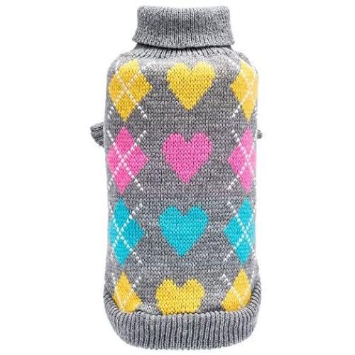 BINGPET Dog Argyle Sweater Cute Winter Pets Clothes by