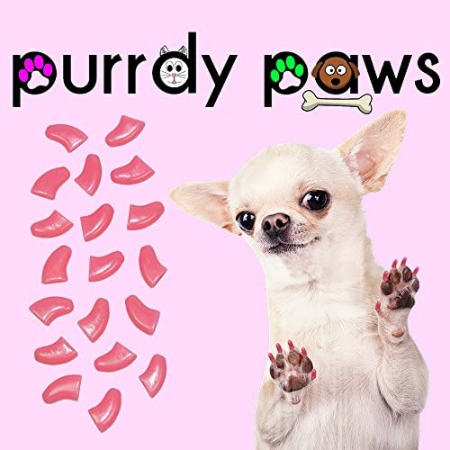 Purrdy Paws 40-Pack Soft Nail Caps for Dogs Claws Claws Soft Pink