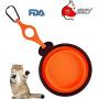 Visky Pet Travel Cup/Bowl Small Animal TPE Bowls Dog Cat Rabbit Collapsible & Portable Bowl With Carabiner-Orange