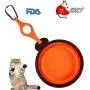 Visky Pet Travel Cup/Bowl Small Animal TPE Bowls Dog Cat Rabbit Collapsible & Portable Bowl With Carabiner-Orange