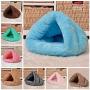 FANQIE Indoor Dog House, Plush Warm Mat Cat Cave, Winter Supplies Cat Cushion, Soft Bed Kennel(Blue L)