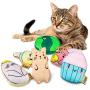 Chalyna 6 Pieces Cat Catnip Toys Plush Cat Toys Kitten Cat Chew Toys with Adorable Animal Face Bite Resistant Pet Toys for Kitty Cats Chewing and Playing