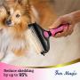 Fur Magic Deshedding and Dematting Comb Double Sided Undercoat Rake Pet Grooming Brush Removing Mats, Knots & Tangles for Dogs and Cats with Long, Medium and Short Hair