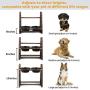 Emfogo Dog Bowls Elevated 3 Heights 4in 8in 13in Wood Raised Dog Bowl Stand with Double Collapsible Travel Bowls Raised Feeder for Dog Cat 16.7x15.5 inch Weathered Walnut
