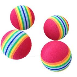 PET SHOW 50pcs 1.38'' Red Rainbow Cat Toy Balls Soft EVA Foam Interactive Indoor Kittens Favorite Toys 35mm Dia. Small Dogs Puppies Toy Balls Bulk Activity Chase Quiet Play Bulk Sponge Ball