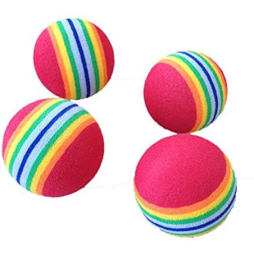 PET SHOW 50pcs 1.38'' Red Rainbow Cat Toy Balls Soft EVA Foam Interactive Indoor Kittens Favorite Toys 35mm Dia. Small Dogs Puppies Toy Balls Bulk Activity Chase Quiet Play Bulk Sponge Ball