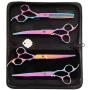 Dog Grooming Scissors Set,6CR Stainless Steel Straight Curved Thinning Shears,Pet Grooming Trimmer Kit for Long Short Hair for Cat Pet,7 Inch