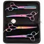 Dog Grooming Scissors Set,6CR Stainless Steel Straight Curved Thinning Shears,Pet Grooming Trimmer Kit for Long Short Hair for Cat Pet,7 Inch