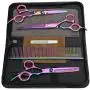 INTSUN Dog Grooming Scissors Kit , Pet Grooming Scissors for Dog Professional Pet Trimmer Kit Grooming Shears Thinning 7-inch Cutting Scissors, Thinning Shear, Curved Scissors, Grooming Comb (Rainbow)
