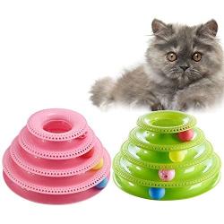 S-D-A Funny Pet Toys Cat Crazy Ball Disk Interactive Amusement Plate Play Disc Trilaminar Turntable Cat Toy