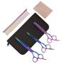 Mogoko Dog Cat Grooming Scissors Comb Set,Professional Pet Curved Shears Straight Thinning Scissors Kit