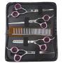 LILYS PET Professional PET Dog Grooming Scissors Suit,RED/Blue Ring, Cutting&Curved&Thinning Shears